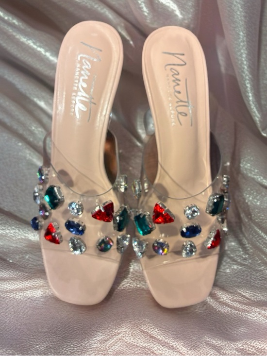 Nanette Lepore Shoes - Nanette Lepore Jeweled Clear-Strap Slide Mules Women’s Size 10